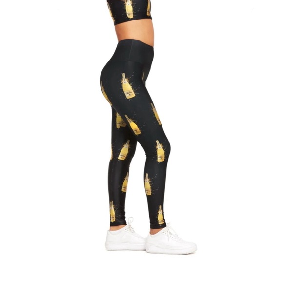 Goldsheep Sparkle Champagne Print New Years Leggings - Picture 3 of 8